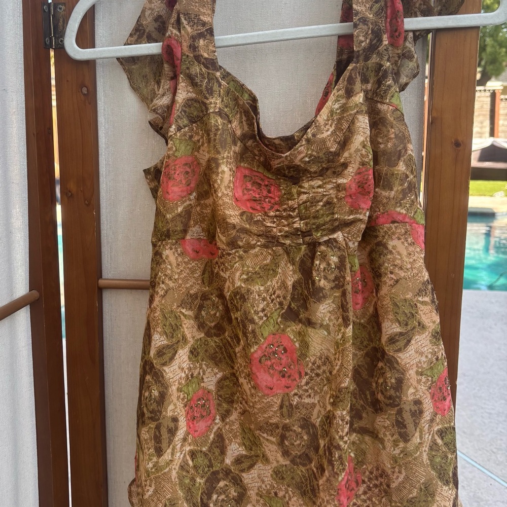 Bandolino Brown and Green Patterned Dress